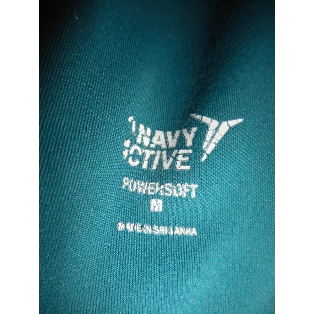 Old Navy Active Powersoft strappy back green cropped sports bra Sz M no padding - Picture 4 of 4